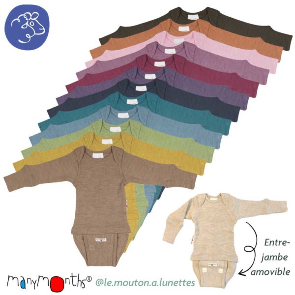 Body bébé évolutif en laine mérinos Manymonths couleurs 2023 2024