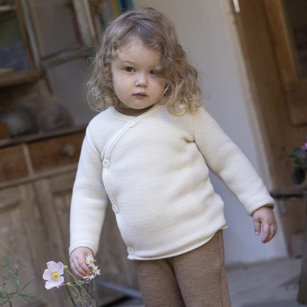 Chaussettes enfant laine polaire - Rose et blanc | Doré Doré