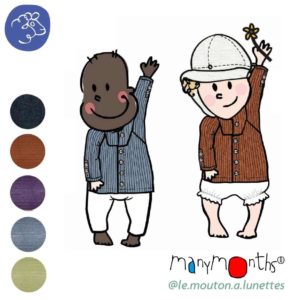 Cardigan évolutif enfant laine mérinos Manymonths avec col montant
