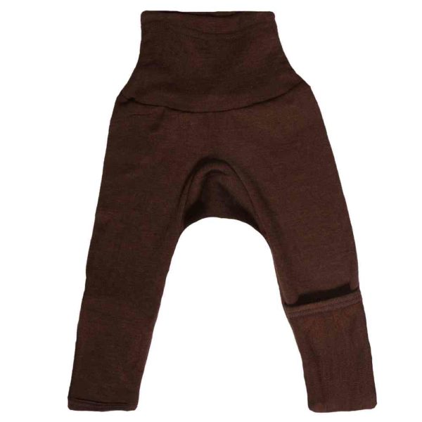 Pantalon bébé avec revers en laine et soie brun cosilana