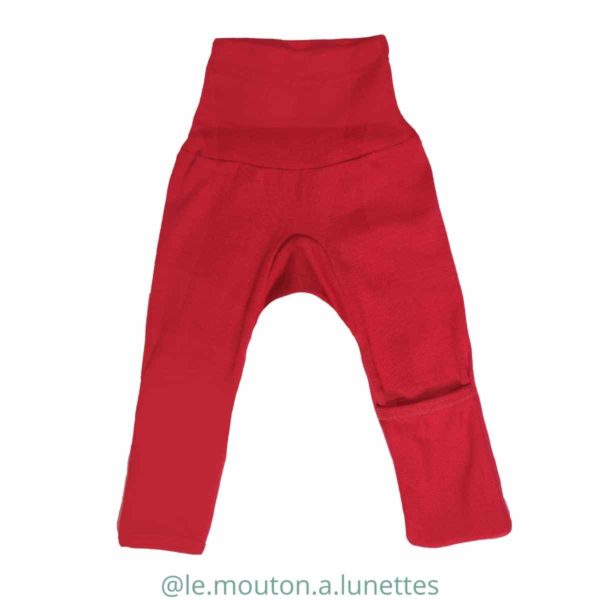 Pantalon bébé avec revers en laine et soie rouge cosilana