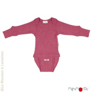 body bébé en laine mérinos Manymonths rouge