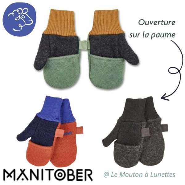 Moufles mitaines laine bouillie bio Manitober enfant