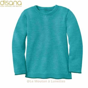 pull pour enfant en laine mérinos Disana-turquoise