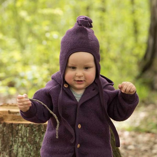 Engel bonnet laine polaire pompon violet