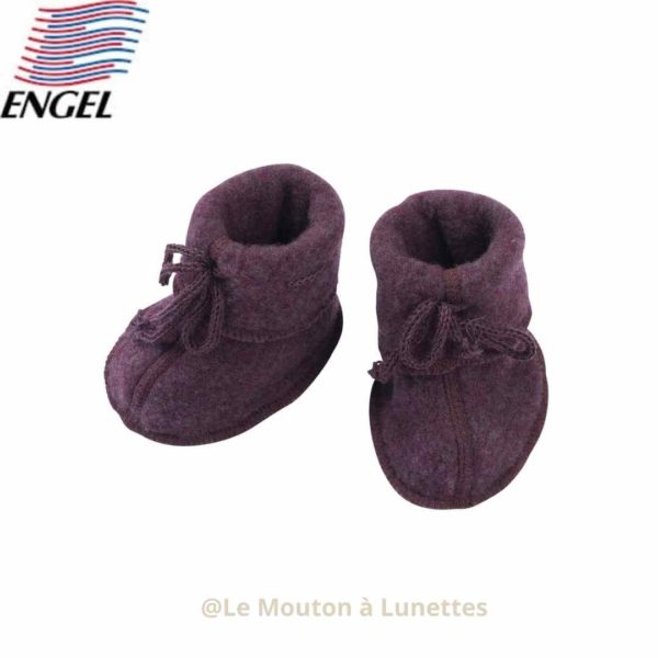 chaussons bébé polaire de laine bio engel natur violet