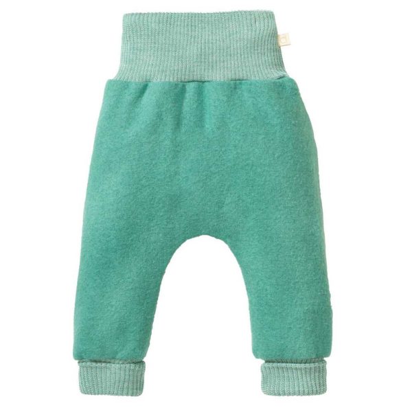 Pantalon bébé disana en laine bouillie fine légère mixte bio vert menthe