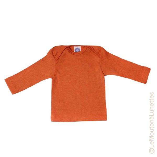 T-shirt bébé en laine et soie orange cosilana