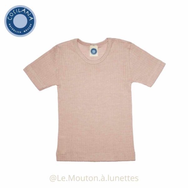 t-shirt enfant en coton laine et soie rose Cosilana