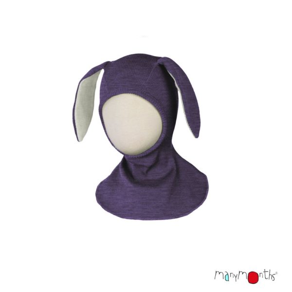 ManyMonths Cagoule oreille lapin enfant laine merinos violet bunny hood unique dustygrape