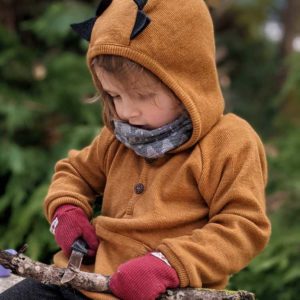 moufles enfant en laine mérinos manymonths dark cerise