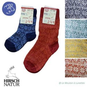 chaussettes en pure laine bio hirsch natur motif étoile pour enfant et adulte