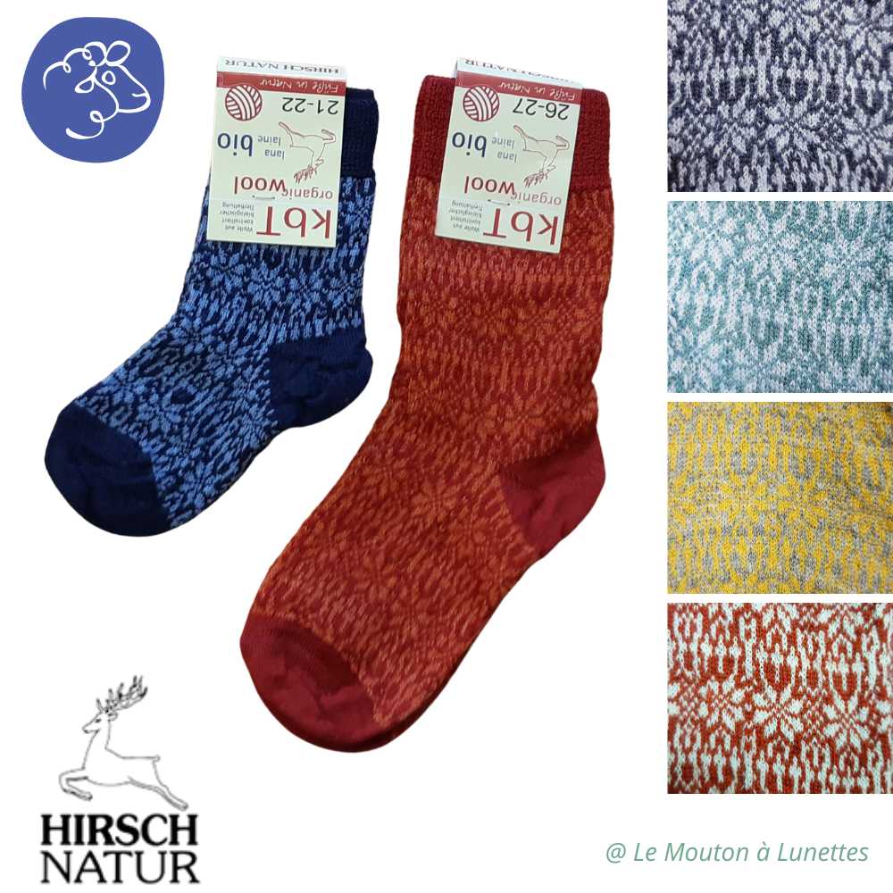 Chaussettes antidérapantes pure laine bio Hirsch