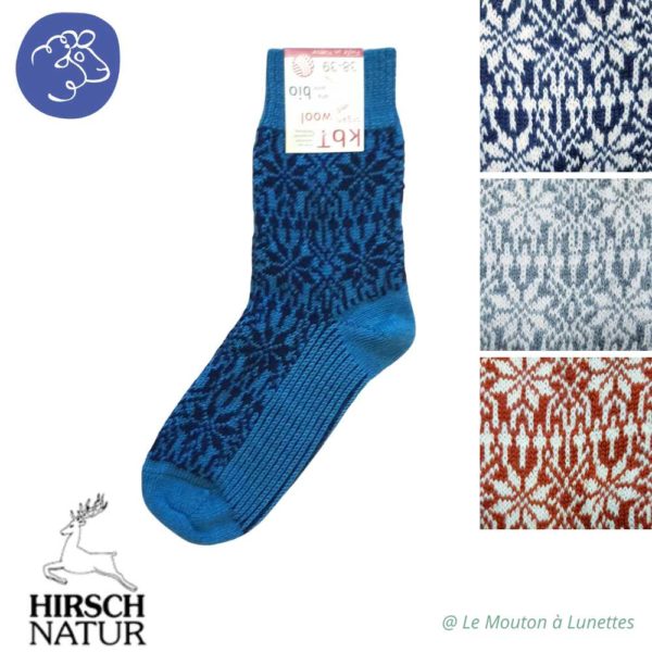chaussettes pure laine adulte hirsch natur modèle norvégien