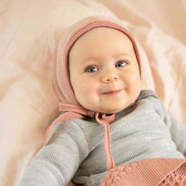 Bonnet bébé disana béguin en tricot de laine mérinos bio nouveau né