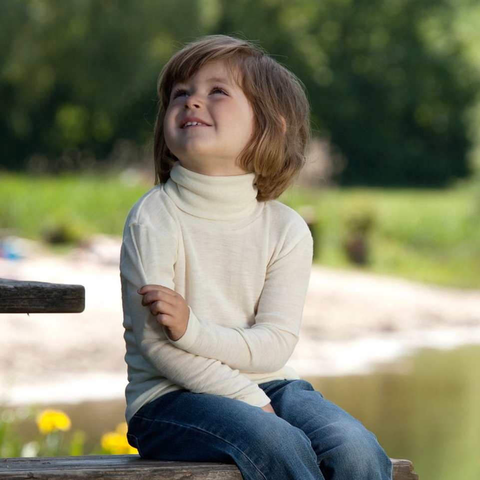 tricot col roule laine mérinos bio enfant manches longues engel natur