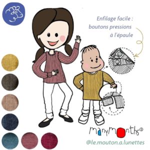 Shirt long sleeve manymonths - t-shirt manches longues enfant tricot laine mérinos évolutif