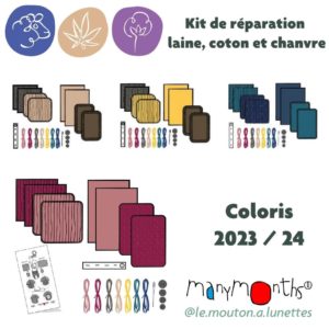kit de réparation ManyMonths laine mérinos chanvre couleurs 2024