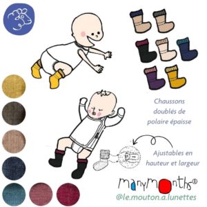 Winter booties ManyMonths chaussons de portage laine mérinos bébé