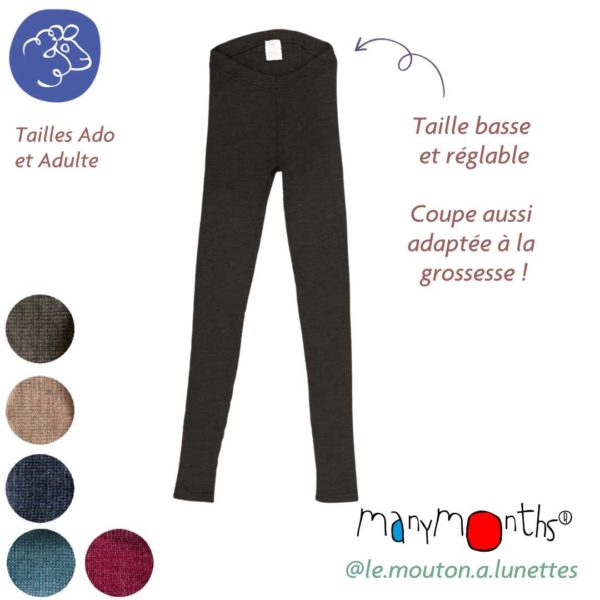 leggings laine merinos femme MaM adapté pour la grossesse