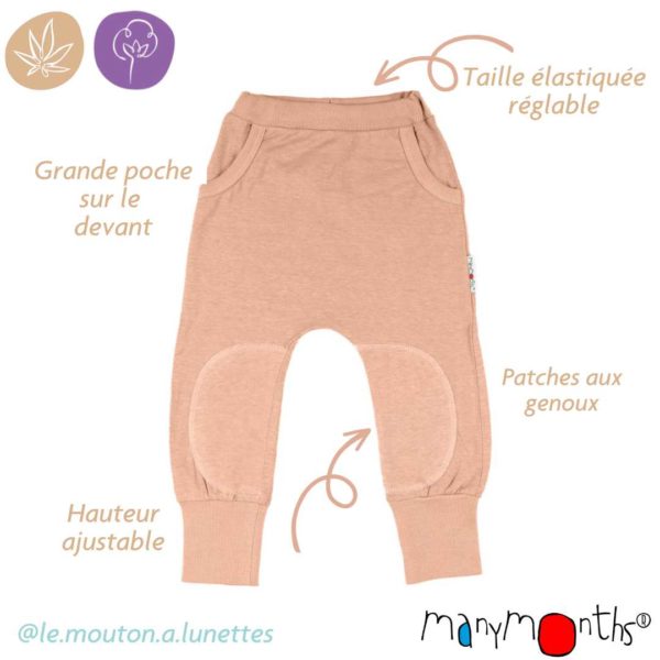 sarouel pantalon kangaroo évolutif chanvre coton bio ManyMonths ECO Hempies mixte