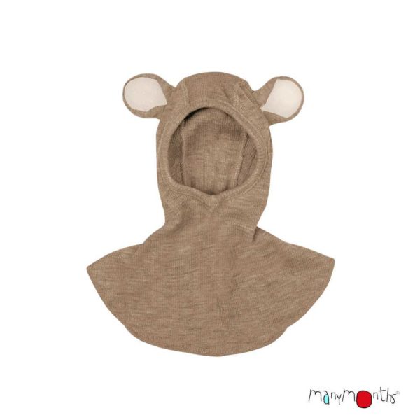 cagoule ourson en laine pour enfant manymonths beige nutty granola