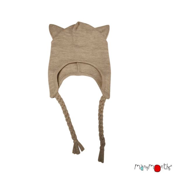 Bonnet chat en laine pour enfant Kitty beanie manymonths nutty granola