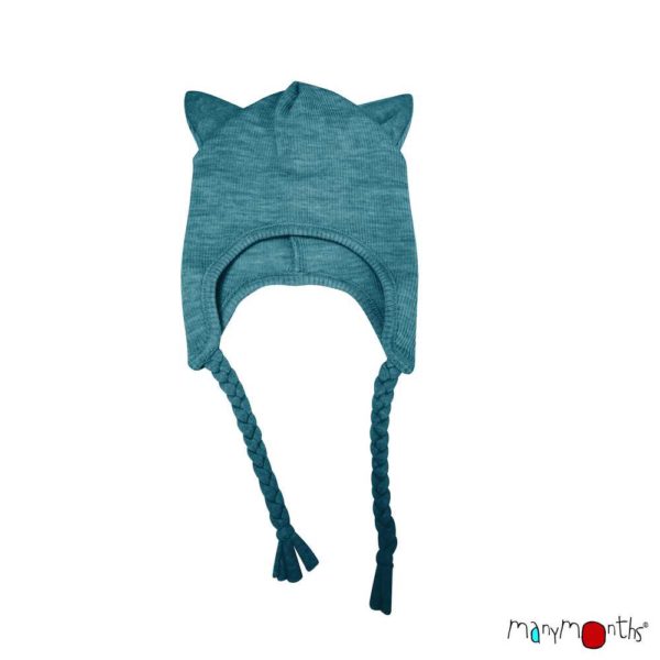 Bonnet chat en laine pour enfant Kitty beanie manymonths sea grotto