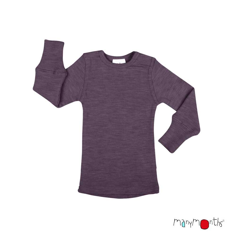 Shirt long sleeve ManyMonths tricot manches longues enfant évolutif en laine mérinos dusty grape