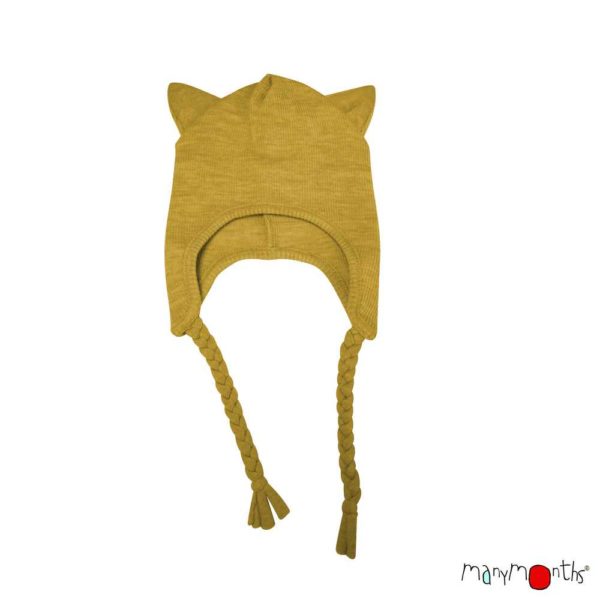 Bonnet chat en laine pour enfant Kitty beanie manymonths jaune axolotl