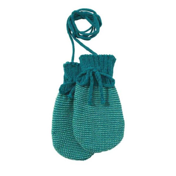 moufles disana pour bébé en tricot laine mérinos bio pacific menthe