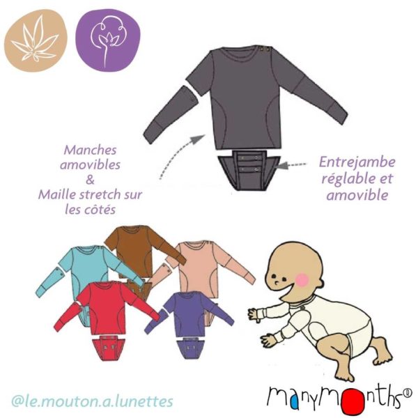 ManyMonths body bebe evolutif chanvre coton bio