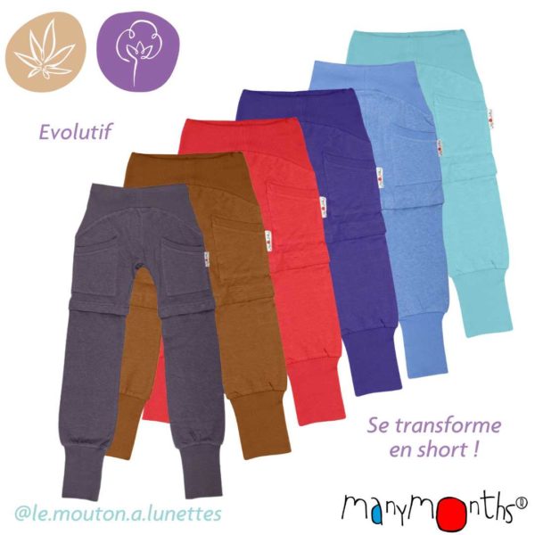 pantalon short yoga enfant chanvre coton bio ManyMonths ECO Hempies mixte