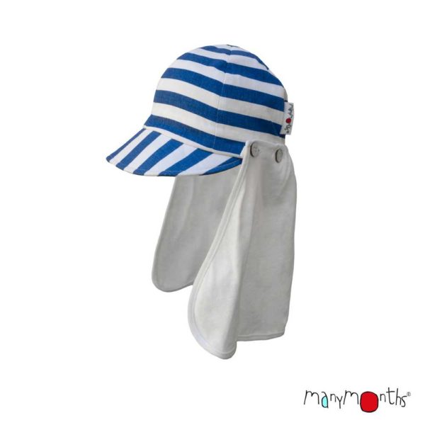 ManyMonths casquette enfant évolutive summer multicap en chanvre coton bio à rayures Bleu marine nautical stripes
