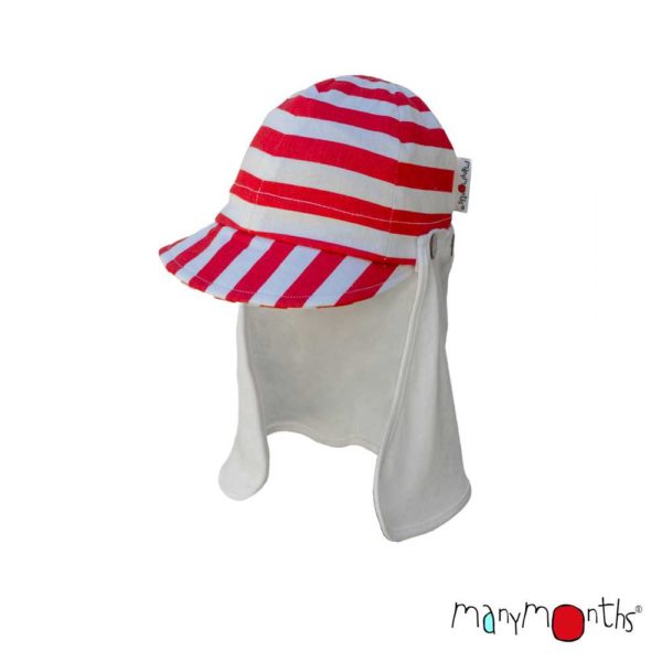 ManyMonths casquette enfant évolutive summer multicap en chanvre coton bio à rayures rouge fraise Beach stripes