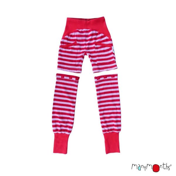 pantalon short yoga enfant chanvre coton bio ManyMonths ECO Hempies mixte rayures rouge fraise strawberry delight stripe