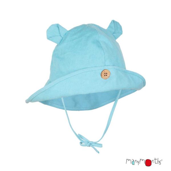 chapeau avec oreilles oursons pour bébé enfant évolutif été chanvre coton bio ManyMonths ECO Hempies mixte bleu pool turquoise