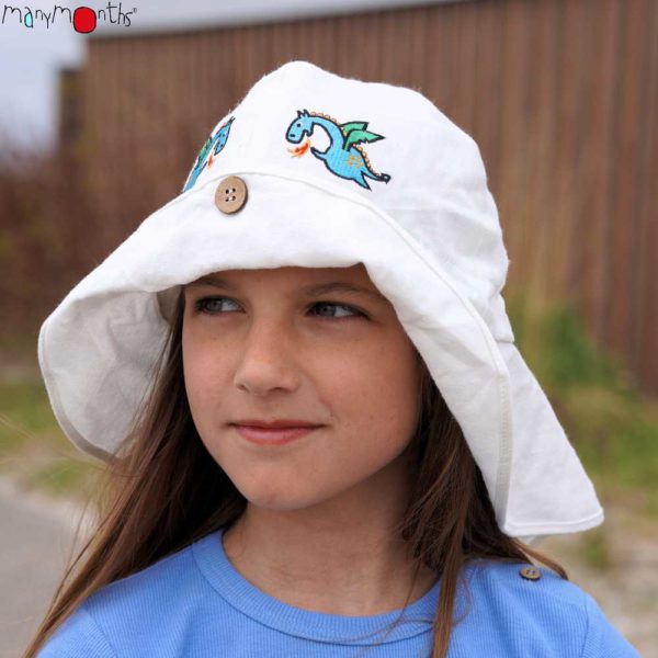 chapeau bébé enfant évolutif été chanvre coton bio ManyMonths ECO Hempies mixte broderie dragon