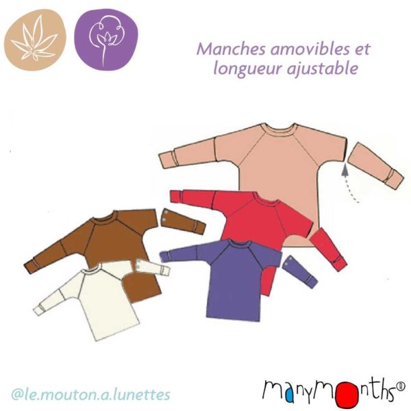 t-shirt évolutif enfant chanvre coton bio ManyMonths ECO Hempies mixte