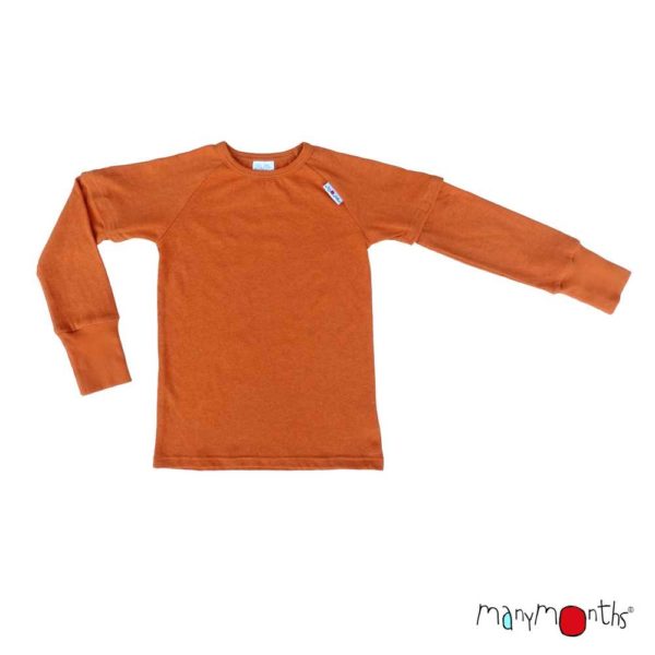 Manymonths ECo hempies t-shirt évolutif enfant long short sleeve top chanvre et coton bio ocre hawaiian sunset