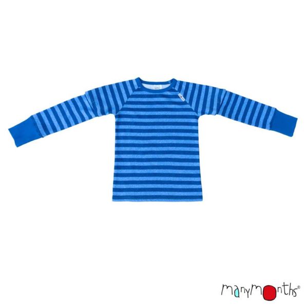 Manymonths ECo hempies t-shirt évolutif enfant long short sleeve top chanvre coton bio manymonths rayures bleues sailor's horizon stripes