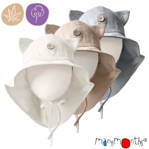 chapeau oreilles de chat manyMonths pour enfant chapeau de soleil en chanvre et coton bio