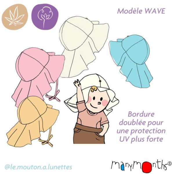 chapeau WAVE ManyMonths bébé enfant évolutif été chanvre coton bio ManyMonths ECO Hempies mixte