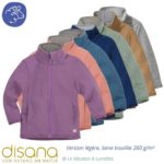 disana veste zip laine merinos legere enfant ete