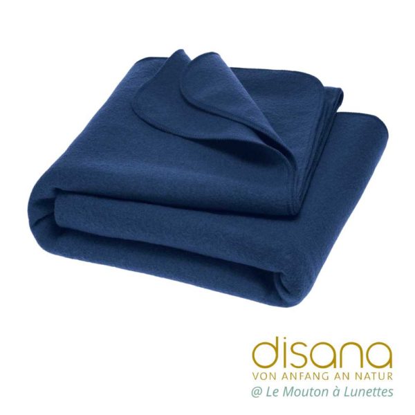 Couverture Disana en laine bouillie bio Grande couverture Disana living bleu marine