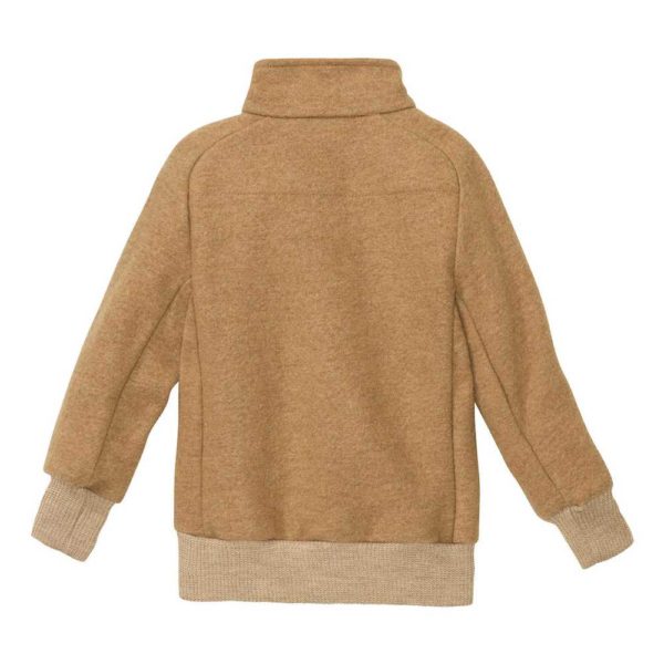 sweat disana pour enfant en laine bouillie bio fine légère col zippé caramel