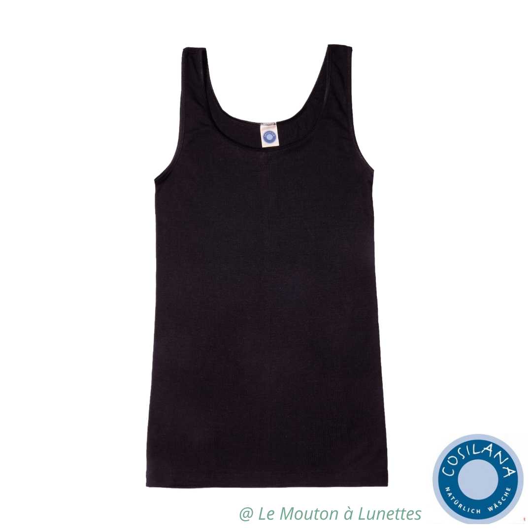 COSILANA - T-shirt manches longues - Laine/soie bio, Noir - Femme