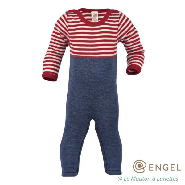 combinaison laine et soie bébé grenouillère pyjama engel natur laine merinos bio pyjama sans pieds rayures