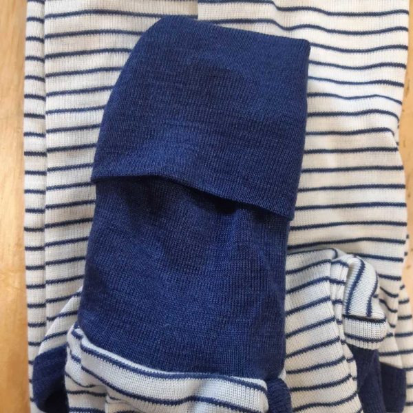 pyjama engel natur laine et soie pour bébé bio avec rabats aux pieds