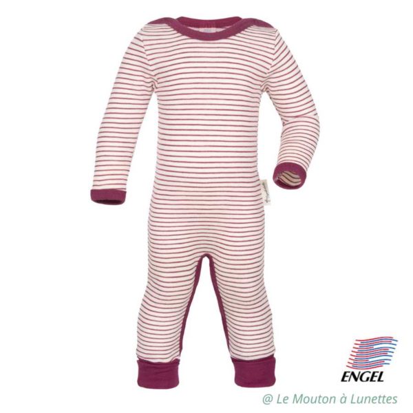 pyjama engel natur laine et soie pour bébé bio sans pieds rose